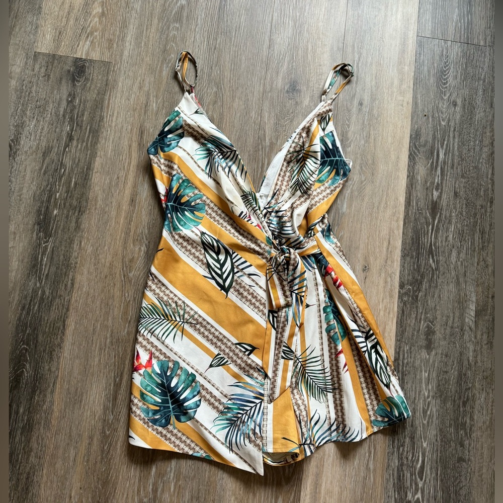 Tropical wrap skort mini dress perfect for vacation